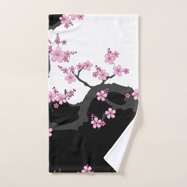 Kimono japonais Sakura noir et blanc (Serviette à main)