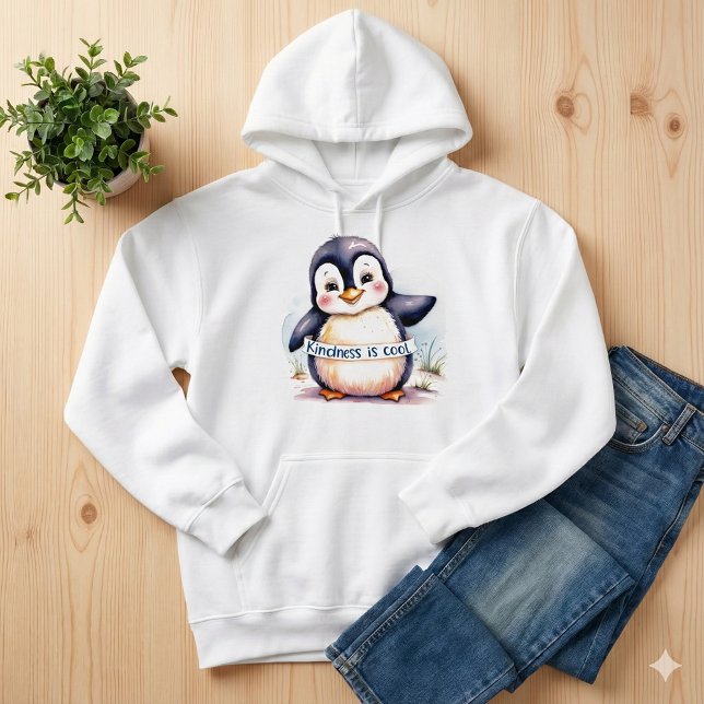 Kindness Est Cool Enfants Sweatshirt (Encourage kindness with this cute penguin, "Kindness is cool" sweatshirt! )