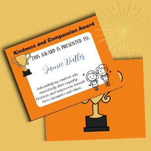 Kindness School classe certificat élève
