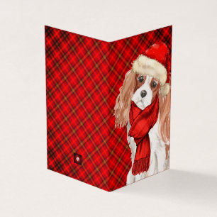 King Charles Christmas Chien Red Plaid Holiday