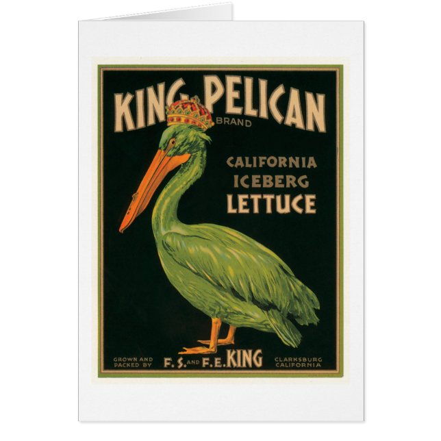 King Pelican Lettuce Étiquette Vintage Crate (Devant)