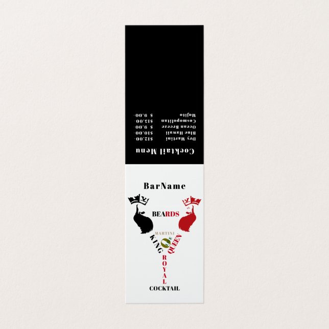 King&Queen Beards Royal Cocktail Menu (Extérieur déplié)