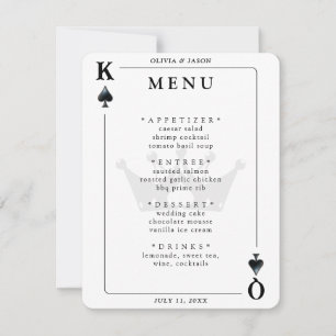 King & Queen of Spades Jouer Carte Mariage du menu