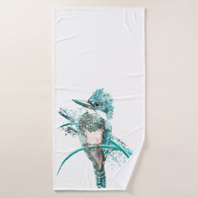 Kingfisher Bird Graphisme Art Faune Animal Art (Serviette de bain)