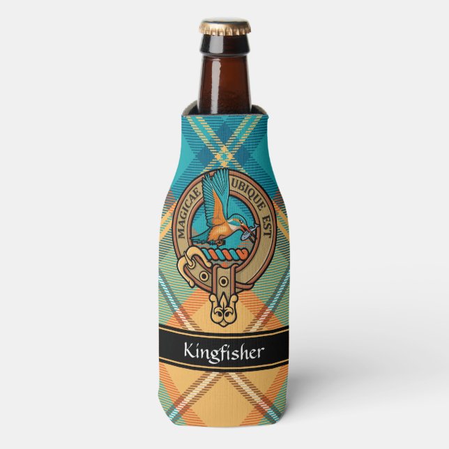 Kingfisher Crest sur Tartan Bottle Glacière (Bottle Devant)