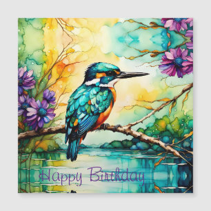 Kingfisher sur l'eau, carte d'anniversaire Fleur s