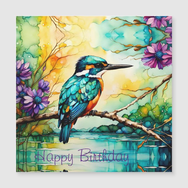 Kingfisher sur l'eau, carte d'anniversaire Fleur s (Devant)