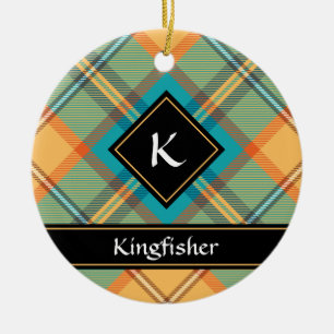 Kingfisher Tartan Ornement en céramique