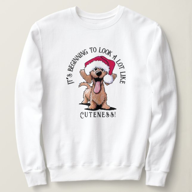 KiniArt À poils durs Dachshund Sweatshirt de Noël (Design devant)