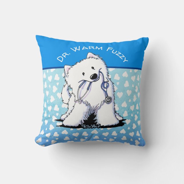 KiniArt Coussin de lancer Samoyède Docteur (Recto)