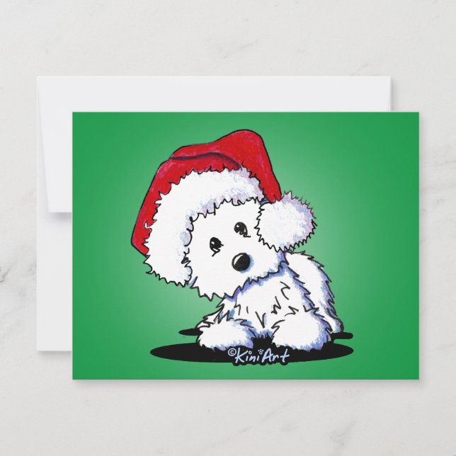 KiniArt Père Noël Westie Chien de Noël Carte Appar (Devant)