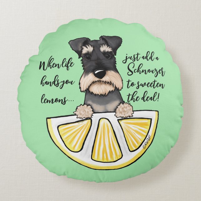 KiniArt Schnauzer Life Lemons Accent Coussin (Devant)