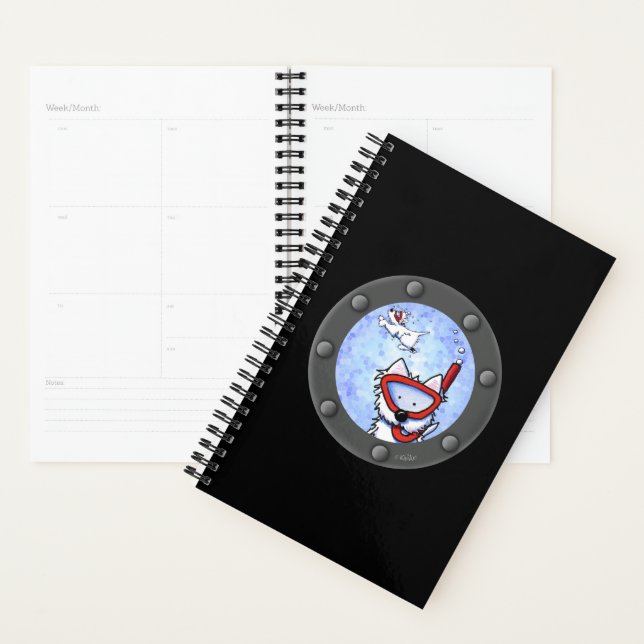 KiniArt Snorkel Westie Porthole Planner (Devant avec enveloppe)