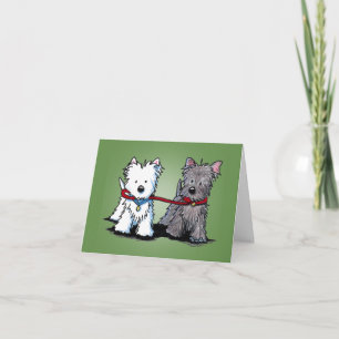 KiniArt Terrier Walking Buddies Carte de voeux