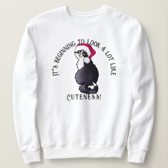 KiniArt Tuxedo Chat Sweatshirt de Noël (Design devant)
