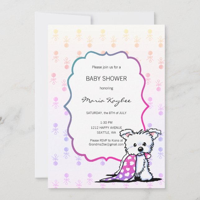 KiniArt Westie Baby Shower Invitations (Dos)