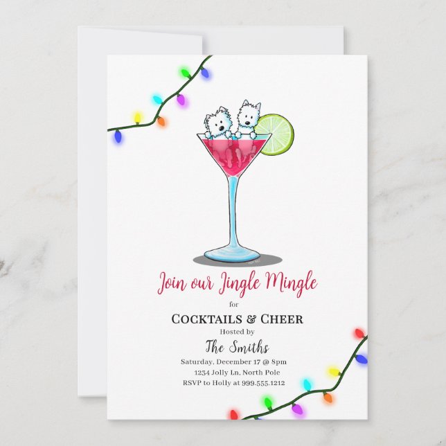 KiniArt Westie Christmas Party Invitations  (Devant)