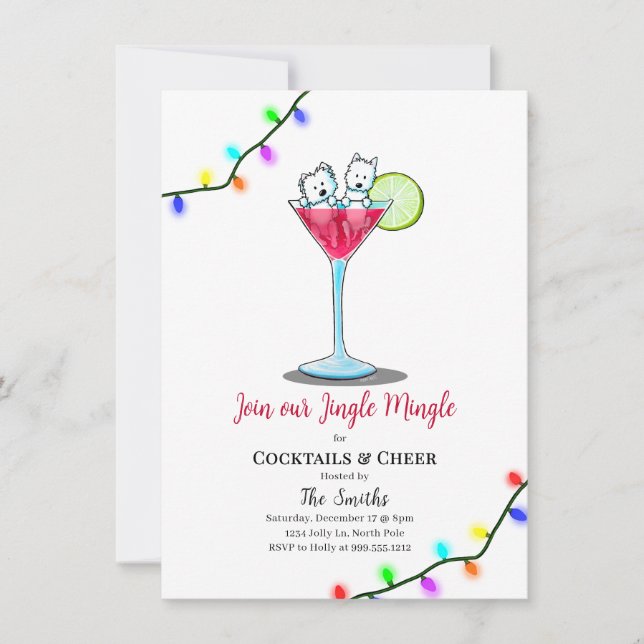 KiniArt Westie Christmas Party Invitations  (Devant)