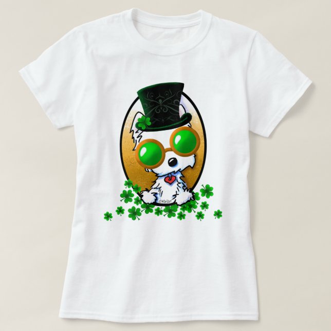 KiniArt Westie Terrier St. Paddy's T-Shirt (Design devant)