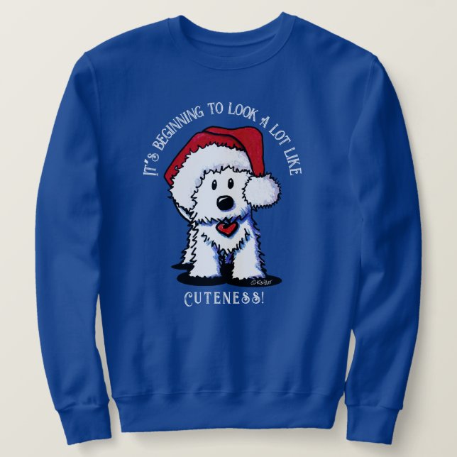 KiniArt Westie Terrier Sweatshirt de Noël (Design devant)