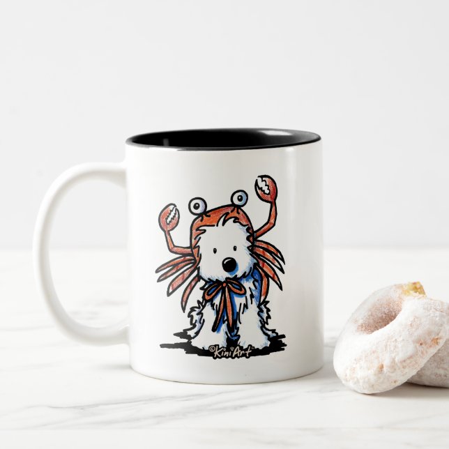 KiniArt Westie Zodiac CANCER Crabe Mug (Avec donut)