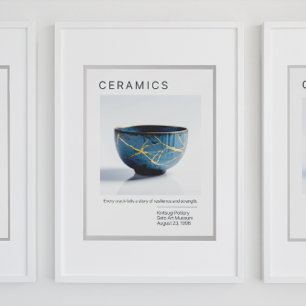Kintsugi Poterie Poster série   Blanc