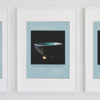 Kintsugi Poterie Poster série | bleu pâle