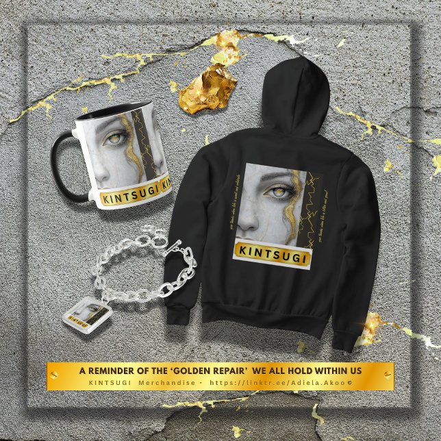 KINTSUGI Sweat - shirt à capuche par la poète Adie (BUY a Kintsugi Hoodie, Charm Bracelet & Mug by Poet Adiela Akoo. A reminder of our 'golden repair'! )
