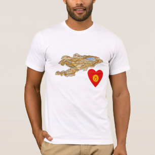 Kirghizistan - Coeur du drapeau et T-shirt