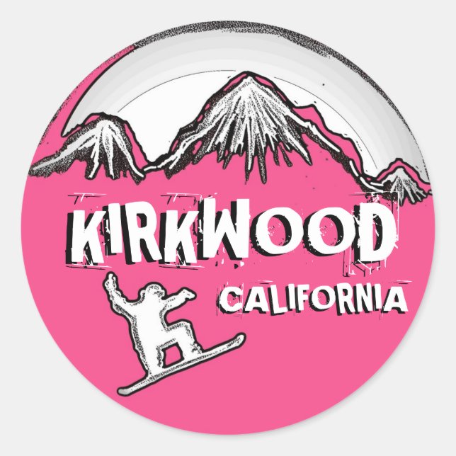 Kirkwood California snowboarders autocollants rose (Devant)