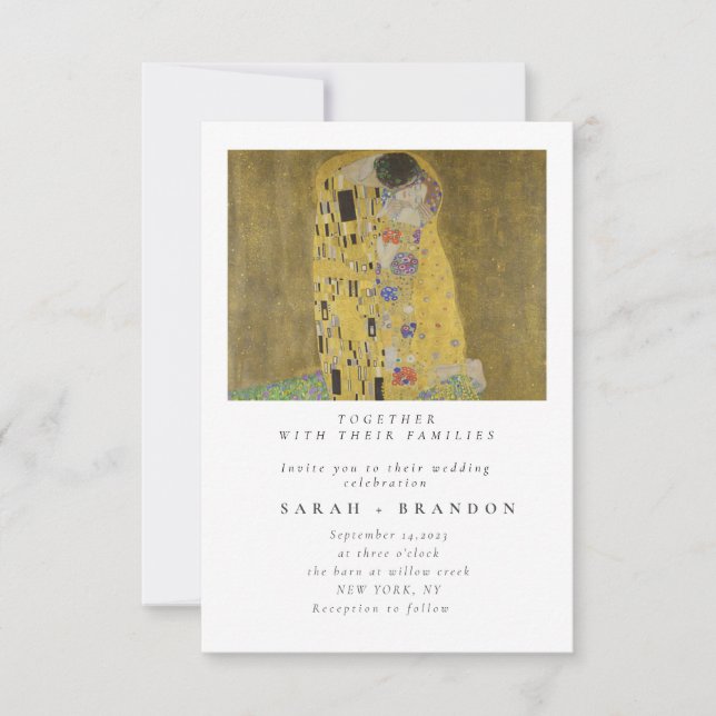 Kiss Ancien faire-part de mariage de peinture (Devant)