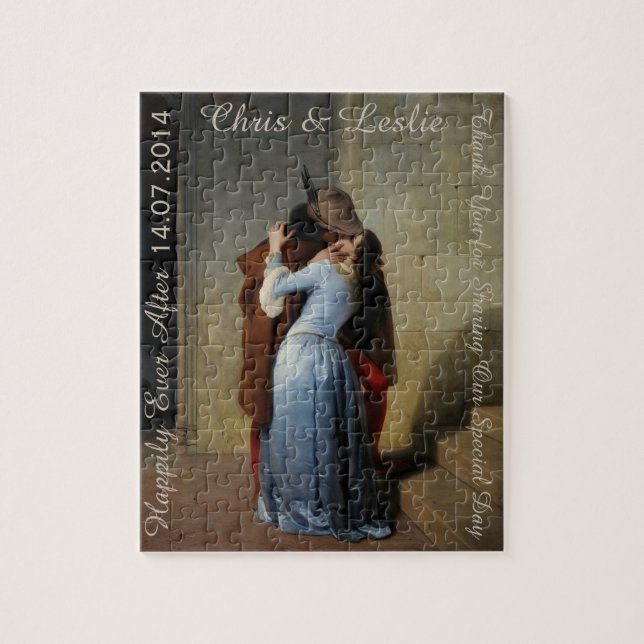 Kiss / Il Bacio puzzle d'art de texte personnalisé (Vertical)