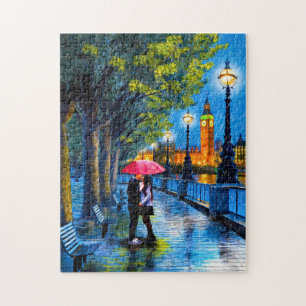 Kiss In The Rain - London Big Ben Jigsaw Puzzle