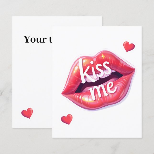 Kiss Me Glossy Red Lips Art Illustration (Devant / Derrière)