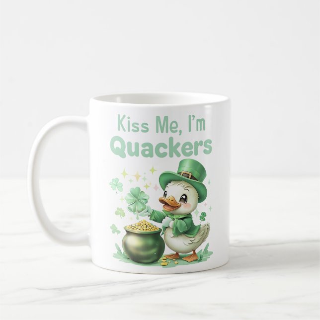 "Kiss Me, I’m Quackers" Mug St. Patrick’s Day (Gauche)