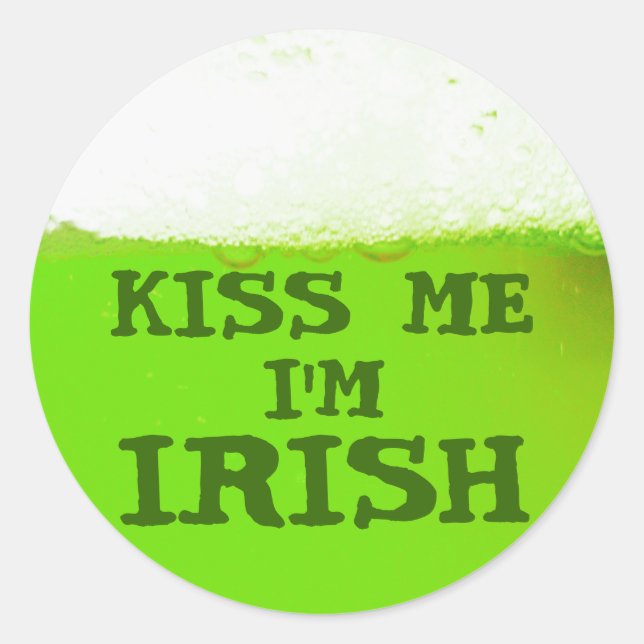 Kiss Me Je suis Irish Green Beer Sticker (Devant)
