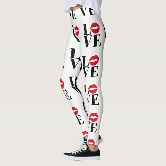 Kiss of Love Modern Red Lips Leggings (Gauche)
