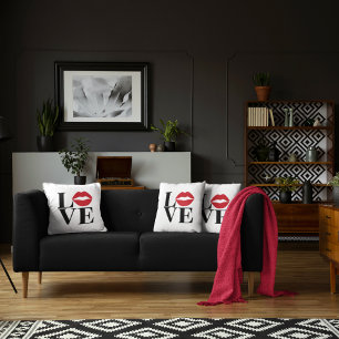 Kiss of Love Red Lips Edition Oreiller à lancer mo