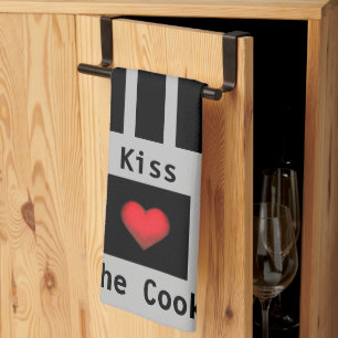 Kiss the Cook Personnalisable Gris Serviette de cu