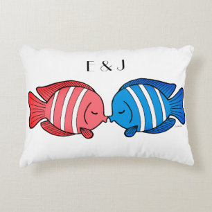 Kissing Fish Coussin Cadeau de mariage personnalis