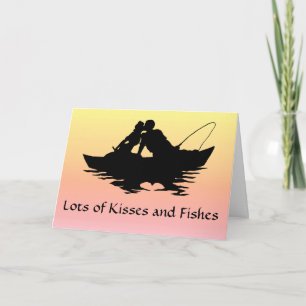 Kissing Fishing Couple Carte de voeux Anniversaire