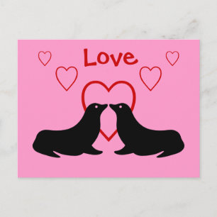 Kissing Sea Lions - Love Carte Postale