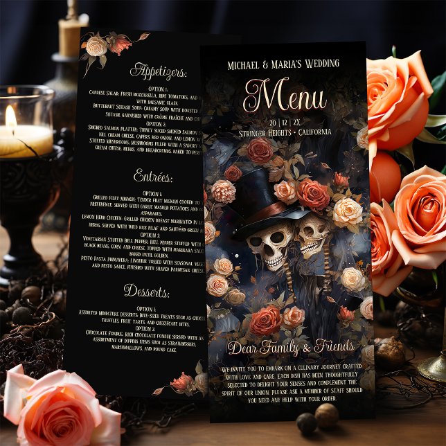 Kissing Skulls Menu Romantic Gothic Mariage Menu (Créateur téléchargé)