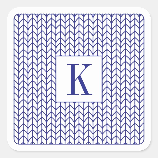 KIT LIGNE BLEUE Petits Stickers Carré + Initiale (Devant)