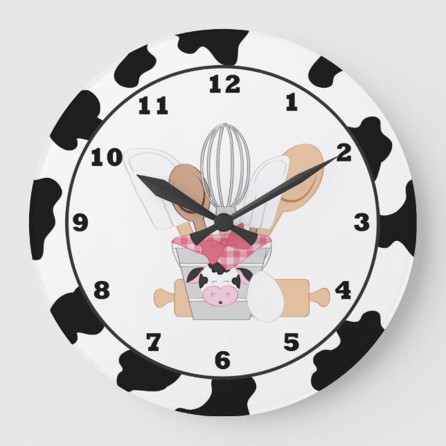 Kitchen Cow amusant dessin animé horloge murale (Recto)
