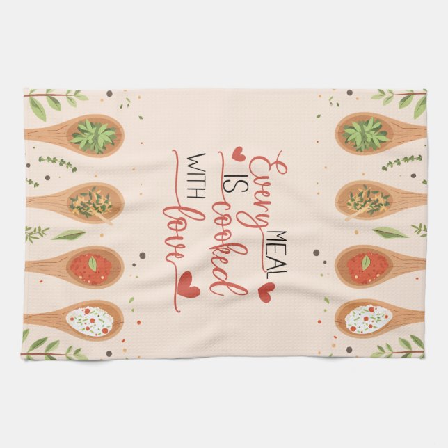 Kitchen Love - Serviette culinaire de coeur (Horizontal)