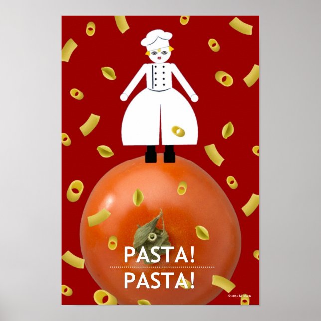Kitchen Martzkin Red “Pasta! Pasta!” Poster (Devant)