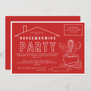 Kitchenware Bold Red House Invitation