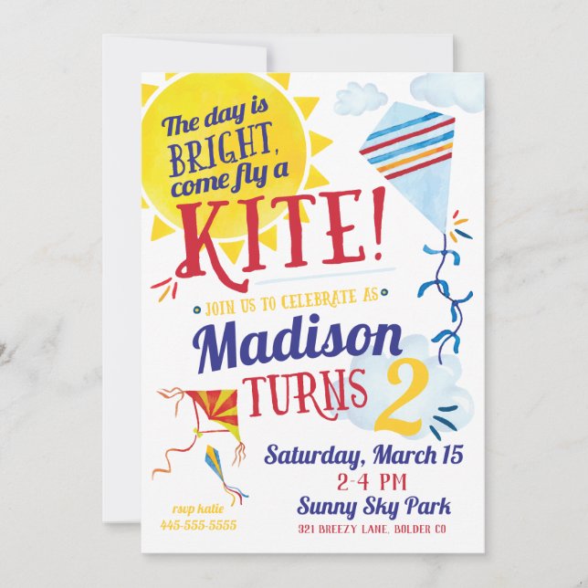Kite Flying Invitation Anniversaire (Devant)