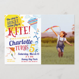 Kite Flying Invitation d'anniversaire